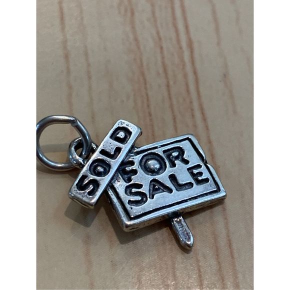 .925 Real Estate Sign Sterling Silver Jewelry Charm - Picture 1 of 5